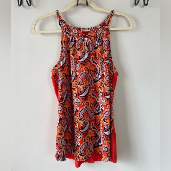 Market & Spruce Tops - Market & Spruce high neck orange paisley sleeveless blouse, size small like new